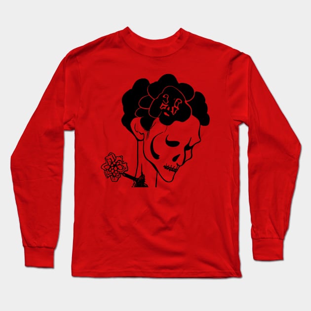 Nameless Skull Rose Snipper Long Sleeve T-Shirt by RXG